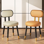 Contemporary Nordic Round Rectangular Carbon Steel Faux Nappa Leather Dining Chair Backrest For Dining Room DFM-F