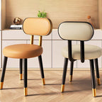 Contemporary Nordic Round Rectangular Carbon Steel Faux Nappa Leather Dining Chair Backrest For Dining Room DFM-F