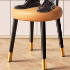 Contemporary Nordic Round Rectangular Carbon Steel Faux Nappa Leather Dining Chair Backrest For Dining Room DFM-F