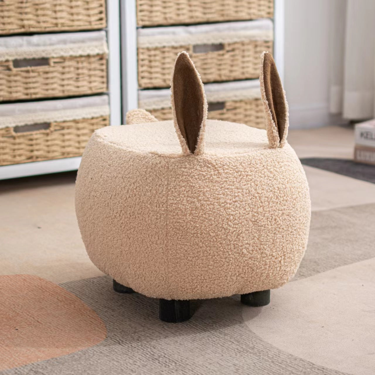 Lumendat Contemporary Creative Cute Cartoon Kids Animal Oval Teddy Velvet Chair For Living Room Lumendat