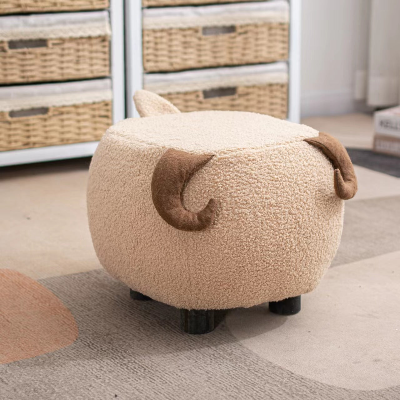Lumendat Contemporary Creative Cute Cartoon Kids Animal Oval Teddy Velvet Chair For Living Room Lumendat