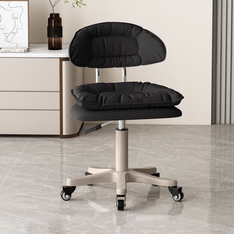 Modern Minimalist Movable Swivel Liftable Rectangle Square Metal PU Leather Nylon Cosmetic Chair Desk Chair Backrest For Home Office DFM-F