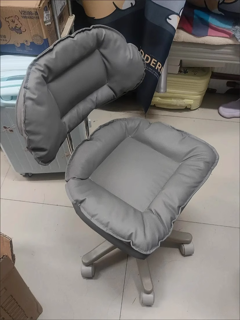 Modern Minimalist Movable Swivel Liftable Rectangle Square Metal PU Leather Nylon Cosmetic Chair Desk Chair Backrest For Home Office DFM-F