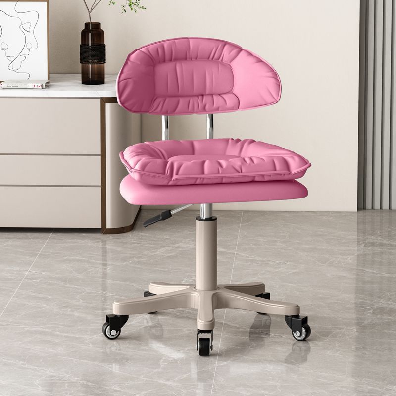 Modern Minimalist Movable Swivel Liftable Rectangle Square Metal PU Leather Nylon Cosmetic Chair Desk Chair Backrest For Home Office DFM-F