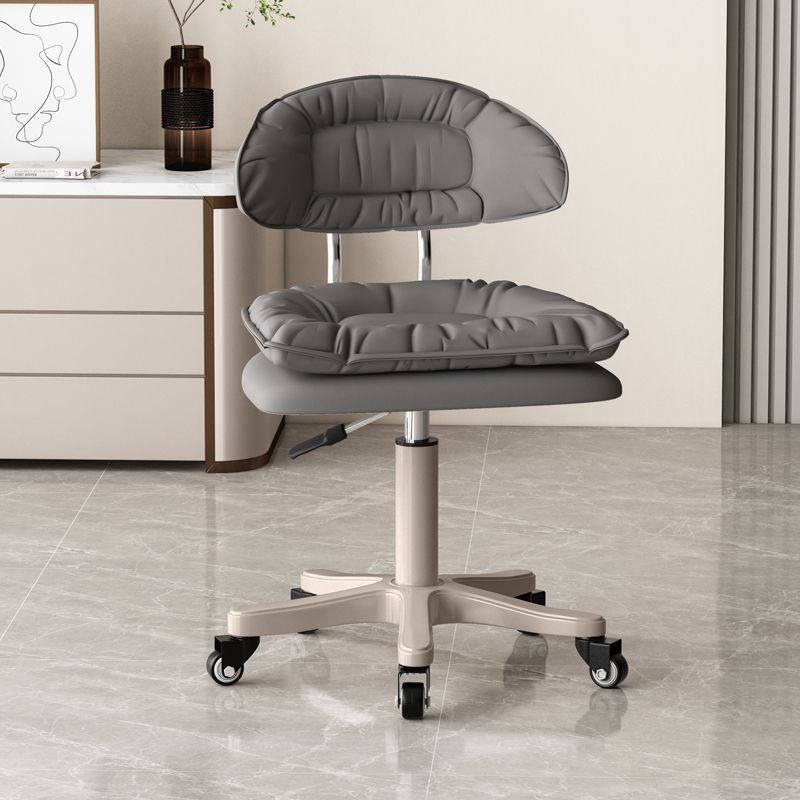 Modern Minimalist Movable Swivel Liftable Rectangle Square Metal PU Leather Nylon Cosmetic Chair Desk Chair Backrest For Home Office DFM-F