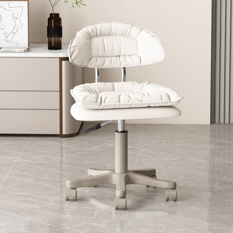 Modern Minimalist Movable Swivel Liftable Rectangle Square Metal PU Leather Nylon Cosmetic Chair Desk Chair Backrest For Home Office DFM-F