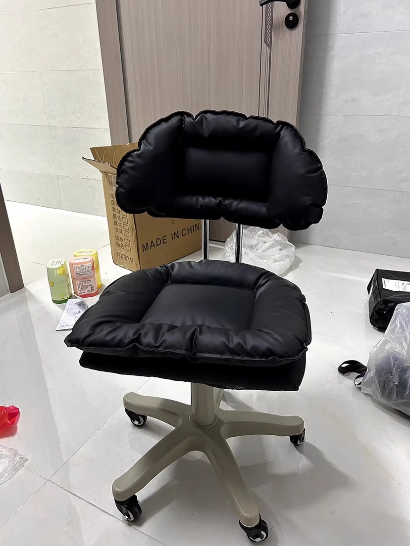 Modern Minimalist Movable Swivel Liftable Rectangle Square Metal PU Leather Nylon Cosmetic Chair Desk Chair Backrest For Home Office