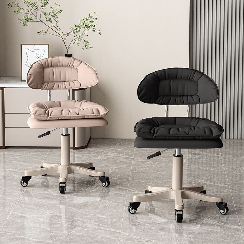 Modern Minimalist Movable Swivel Liftable Rectangle Square Metal PU Leather Nylon Cosmetic Chair Desk Chair Backrest For Home Office DFM-F