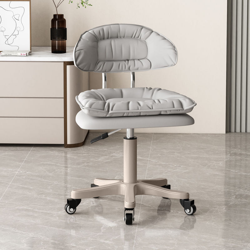 Modern Minimalist Movable Swivel Liftable Rectangle Square Metal PU Leather Nylon Cosmetic Chair Desk Chair Backrest For Home Office DFM-F