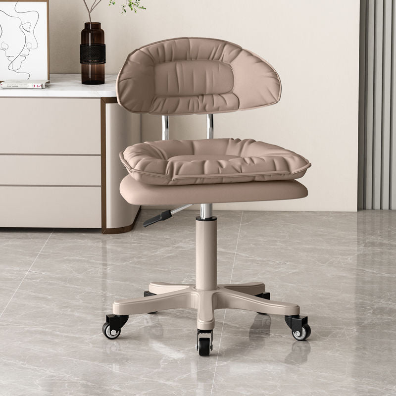 Modern Minimalist Movable Swivel Liftable Rectangle Square Metal PU Leather Nylon Cosmetic Chair Desk Chair Backrest For Home Office DFM-F