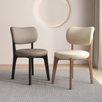 Contemporary Scandinavian Round Curve Oak Faux Leather Dining Chair Backrest For Dining Room DFM-F