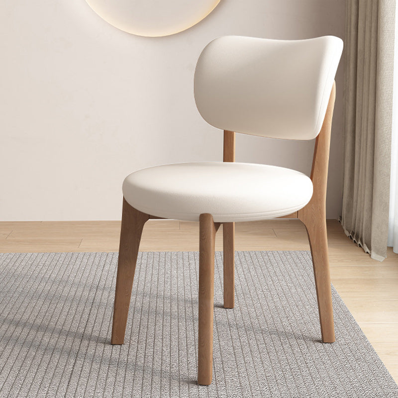Contemporary Scandinavian Round Curve Oak Faux Leather Dining Chair Backrest For Dining Room DFM-F