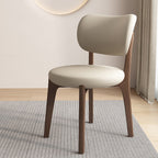 Contemporary Scandinavian Round Curve Oak Faux Leather Dining Chair Backrest For Dining Room DFM-F