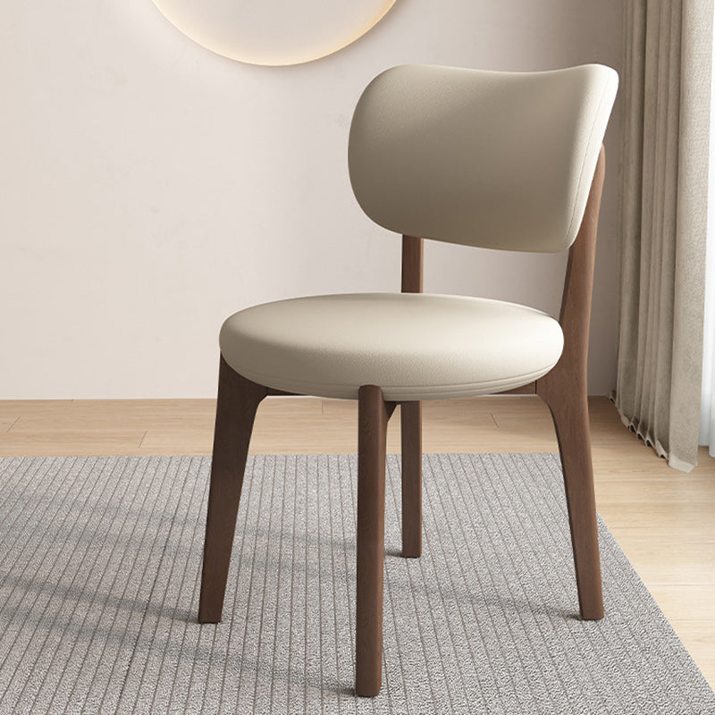 Contemporary Scandinavian Round Curve Oak Faux Leather Dining Chair Backrest For Dining Room DFM-F