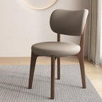 Contemporary Scandinavian Round Curve Oak Faux Leather Dining Chair Backrest For Dining Room DFM-F