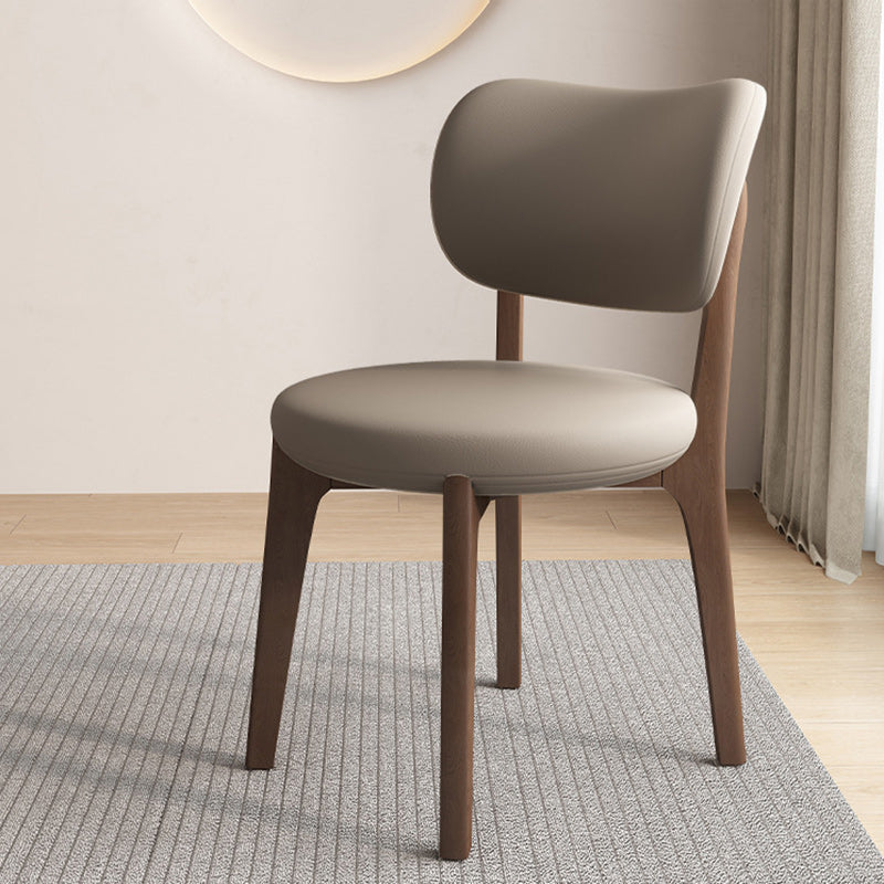 Contemporary Scandinavian Round Curve Oak Faux Leather Dining Chair Backrest For Dining Room DFM-F