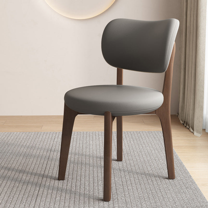 Contemporary Scandinavian Round Curve Oak Faux Leather Dining Chair Backrest For Dining Room DFM-F