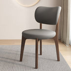 Contemporary Scandinavian Round Curve Oak Faux Leather Dining Chair Backrest For Dining Room DFM-F