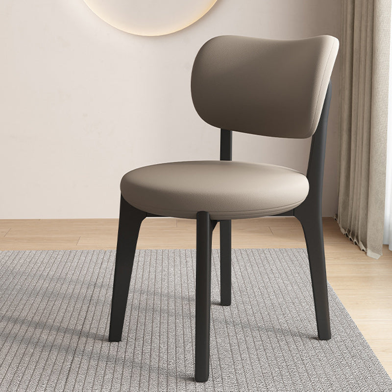 Contemporary Scandinavian Round Curve Oak Faux Leather Dining Chair Backrest For Dining Room DFM-F