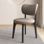 Contemporary Scandinavian Round Curve Oak Faux Leather Dining Chair Backrest For Dining Room DFM-F