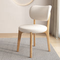 Contemporary Scandinavian Round Curve Oak Faux Leather Dining Chair Backrest For Dining Room DFM-F