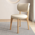 Contemporary Scandinavian Round Curve Oak Faux Leather Dining Chair Backrest For Dining Room DFM-F