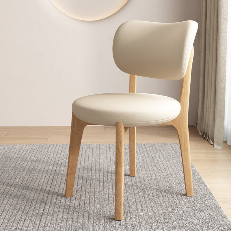 Contemporary Scandinavian Round Curve Oak Faux Leather Dining Chair Backrest For Dining Room DFM-F