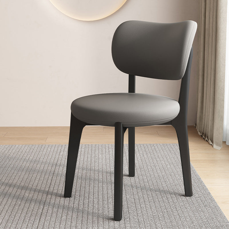 Contemporary Scandinavian Round Curve Oak Faux Leather Dining Chair Backrest For Dining Room DFM-F