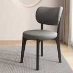 Contemporary Scandinavian Round Curve Oak Faux Leather Dining Chair Backrest For Dining Room DFM-F