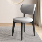 Contemporary Scandinavian Round Curve Oak Faux Leather Dining Chair Backrest For Dining Room DFM-F