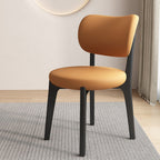 Contemporary Scandinavian Round Curve Oak Faux Leather Dining Chair Backrest For Dining Room DFM-F