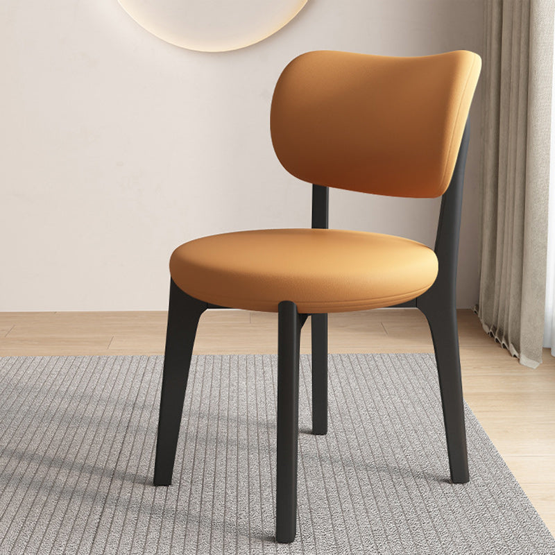 Contemporary Scandinavian Round Curve Oak Faux Leather Dining Chair Backrest For Dining Room DFM-F