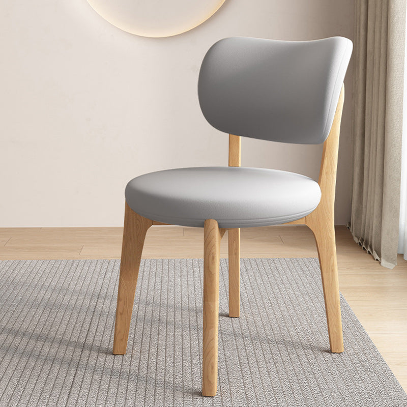Contemporary Scandinavian Round Curve Oak Faux Leather Dining Chair Backrest For Dining Room DFM-F