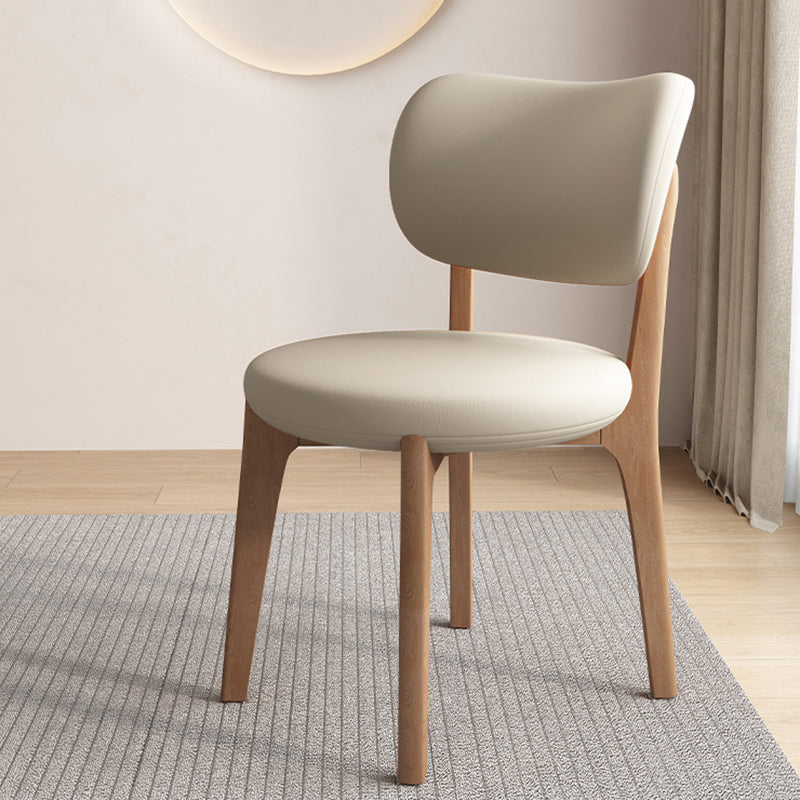Contemporary Scandinavian Round Curve Oak Faux Leather Dining Chair Backrest For Dining Room DFM-F