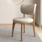 Contemporary Scandinavian Round Curve Oak Faux Leather Dining Chair Backrest For Dining Room DFM-F