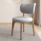 Contemporary Scandinavian Round Curve Oak Faux Leather Dining Chair Backrest For Dining Room DFM-F