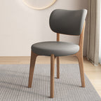Contemporary Scandinavian Round Curve Oak Faux Leather Dining Chair Backrest For Dining Room DFM-F