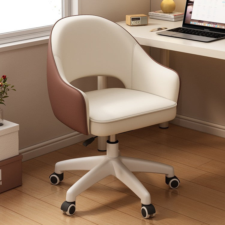 Modern Minimalist PU Leather, Metal & Nylon C-Curve Backrest Desk Chair With Armrest, Swivel & Adjustable Height For Home Office DFM-F