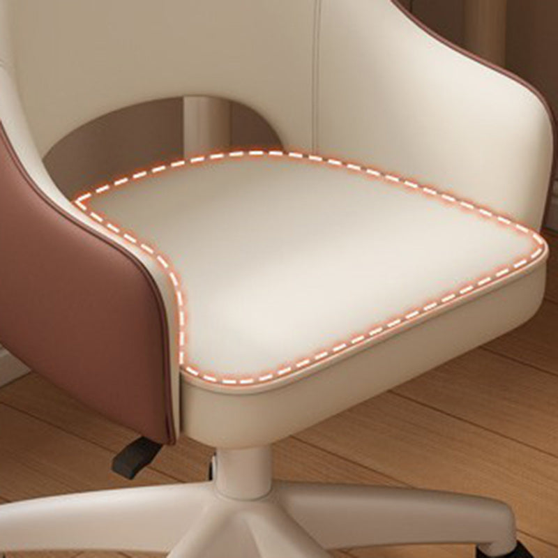 Modern Minimalist PU Leather, Metal & Nylon C-Curve Backrest Desk Chair With Armrest, Swivel & Adjustable Height For Home Office DFM-F