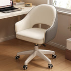 Modern Minimalist PU Leather, Metal & Nylon C-Curve Backrest Desk Chair With Armrest, Swivel & Adjustable Height For Home Office DFM-F