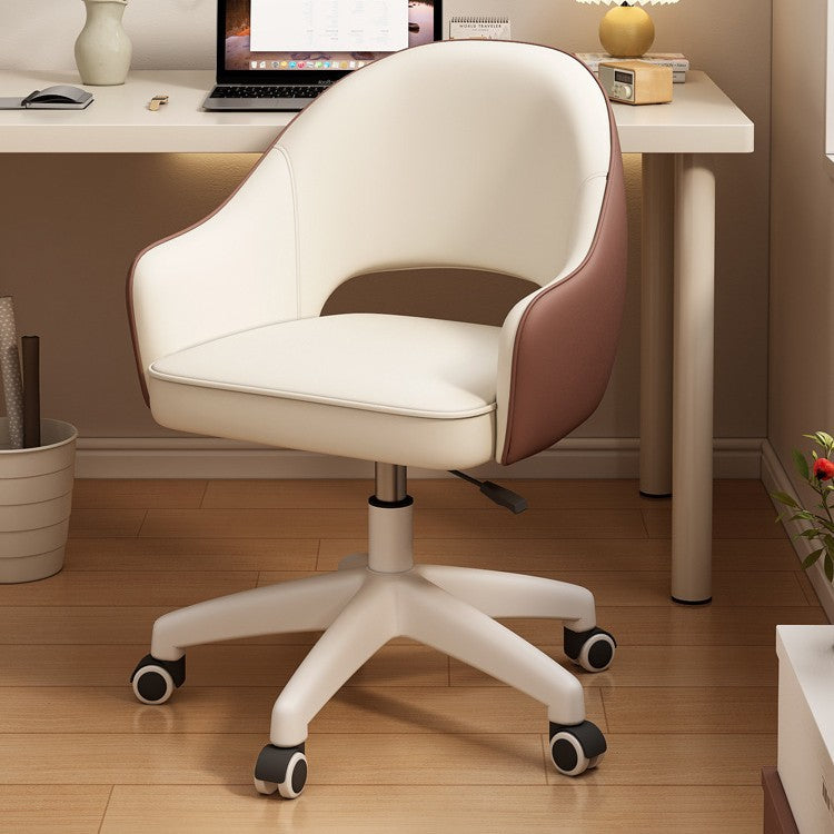 Modern Minimalist PU Leather, Metal & Nylon C-Curve Backrest Desk Chair With Armrest, Swivel & Adjustable Height For Home Office DFM-F