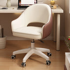 Modern Minimalist PU Leather, Metal & Nylon C-Curve Backrest Desk Chair With Armrest, Swivel & Adjustable Height For Home Office DFM-F