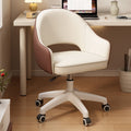Modern Minimalist PU Leather, Metal & Nylon C-Curve Backrest Desk Chair With Armrest, Swivel & Adjustable Height For Home Office DFM-F