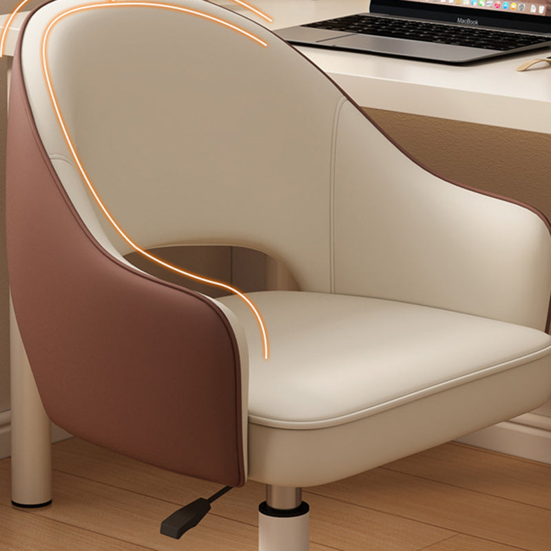 Modern Minimalist PU Leather, Metal & Nylon C-Curve Backrest Desk Chair With Armrest, Swivel & Adjustable Height For Home Office DFM-F