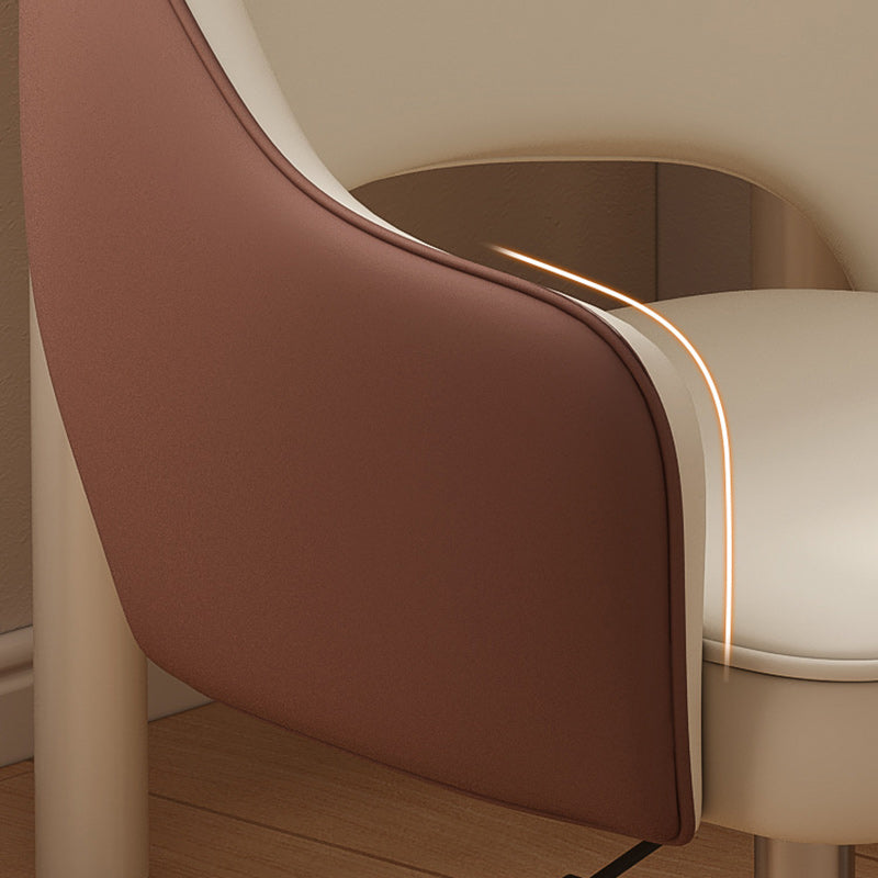 Modern Minimalist PU Leather, Metal & Nylon C-Curve Backrest Desk Chair With Armrest, Swivel & Adjustable Height For Home Office DFM-F