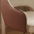 Modern Minimalist PU Leather, Metal & Nylon C-Curve Backrest Desk Chair With Armrest, Swivel & Adjustable Height For Home Office DFM-F
