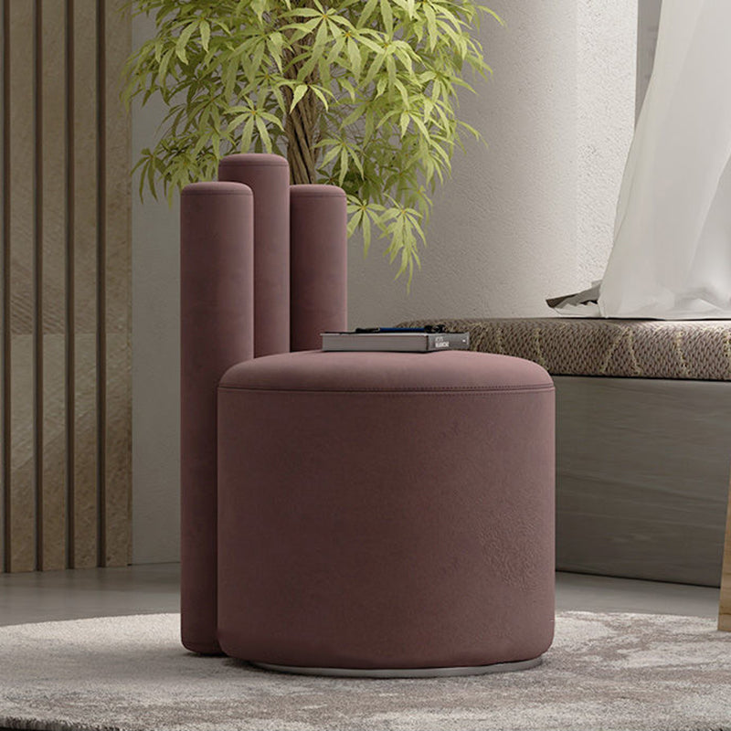 Modern Luxury Cylinder Solid Wood Velvet Iron Vanity Stool Backrest For Bedroom Lumendat