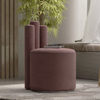 Modern Luxury Cylinder Solid Wood Velvet Iron Vanity Stool Backrest For Bedroom Lumendat