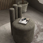 Modern Luxury Cylinder Solid Wood Velvet Iron Vanity Stool Backrest For Bedroom Lumendat