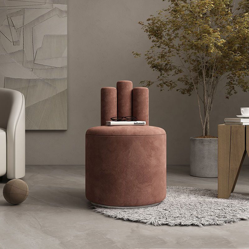 Modern Luxury Cylinder Solid Wood Velvet Iron Vanity Stool Backrest For Bedroom Lumendat